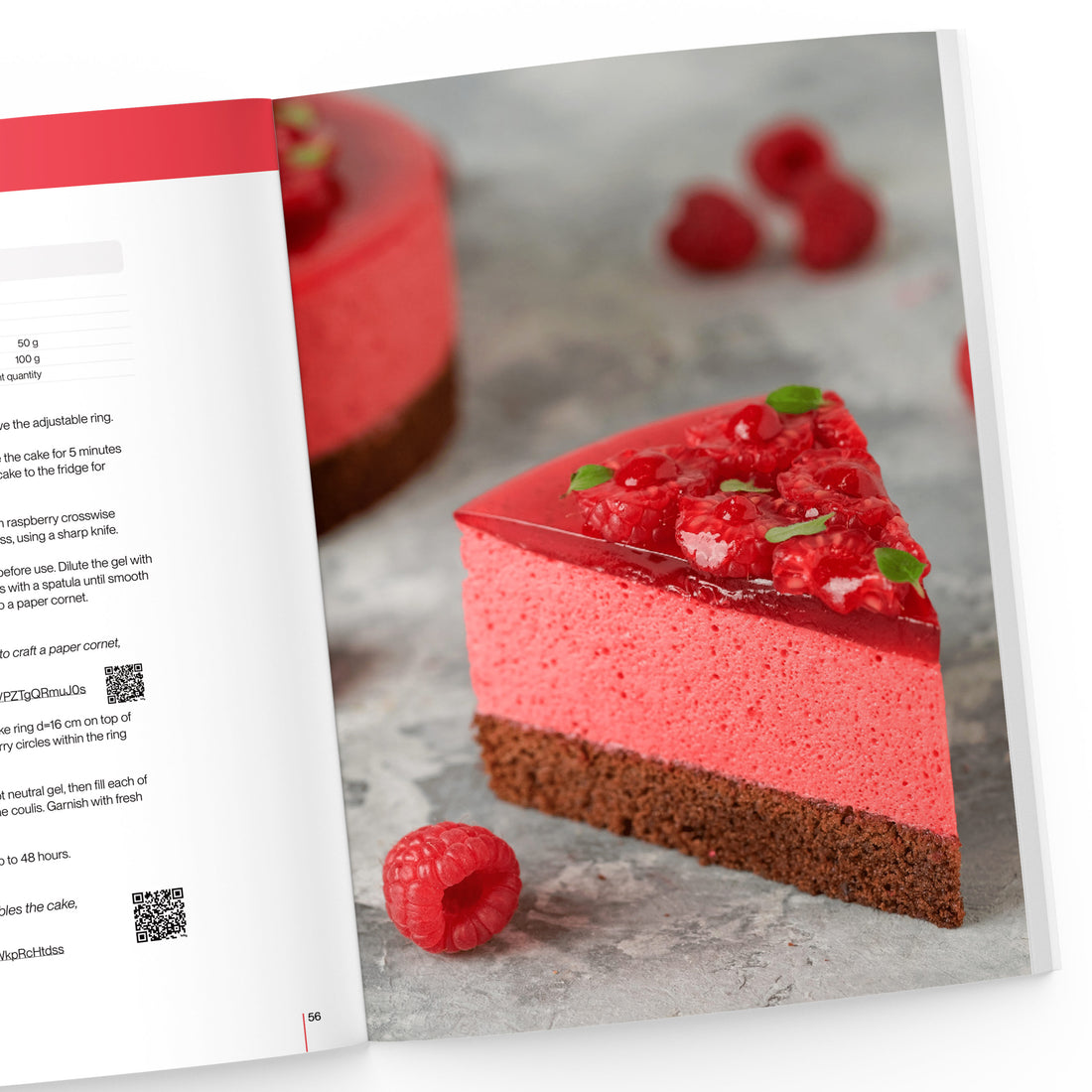 Raspberry Souffle Cake from Artistic Mousse Cakes e-book in a cut view