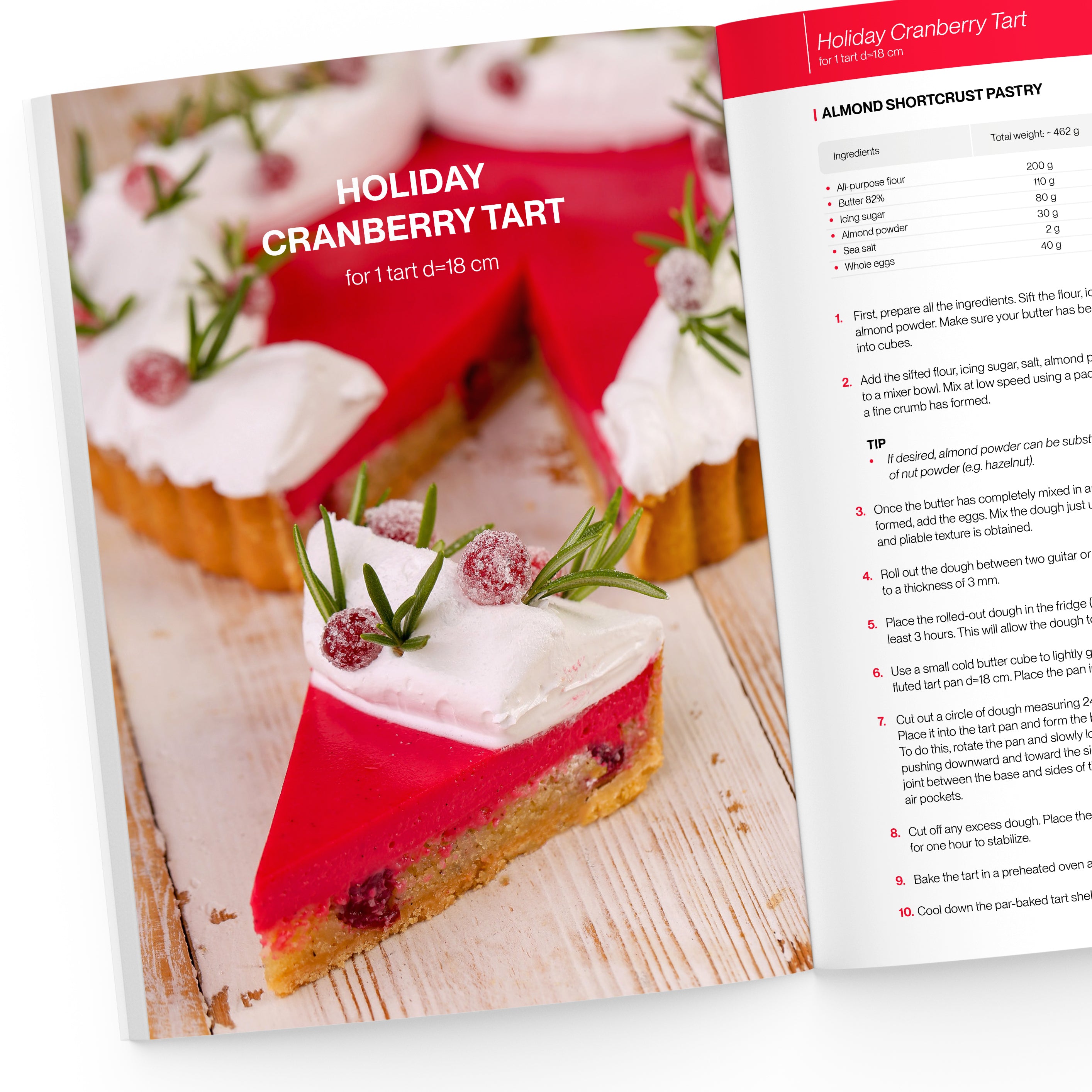 a slice of Holiday Cranberry Tart on the page