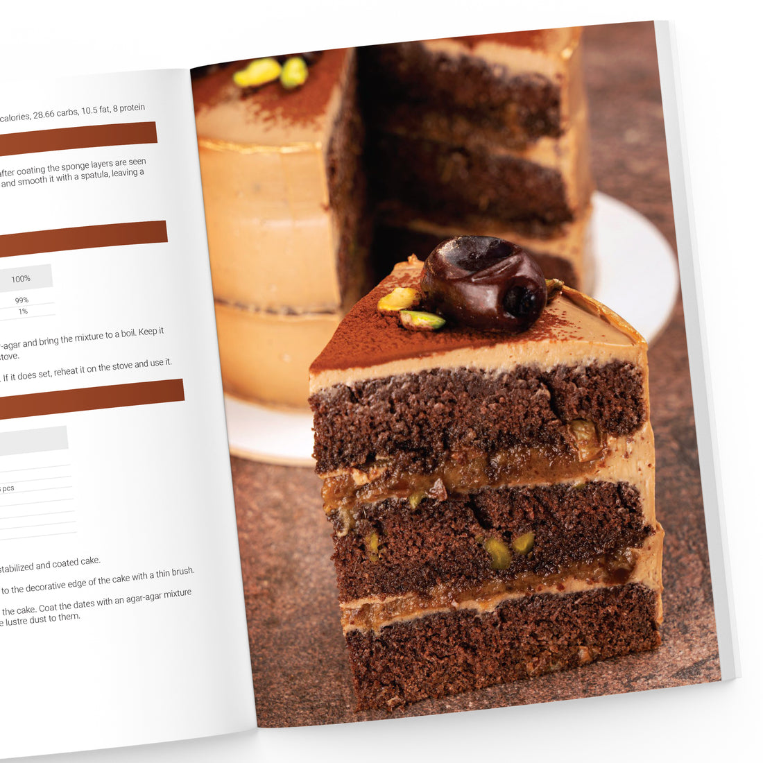 a slice of Chocolate Date Cake on Gluten, Lactose & Sugar Free Cakes Cookbook page